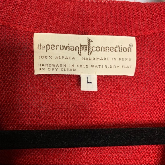 Peruvian Connection Men’s Vintage Hand Made Alpaca V-Neck Grandfather Cardigan L - Picture 6 of 7